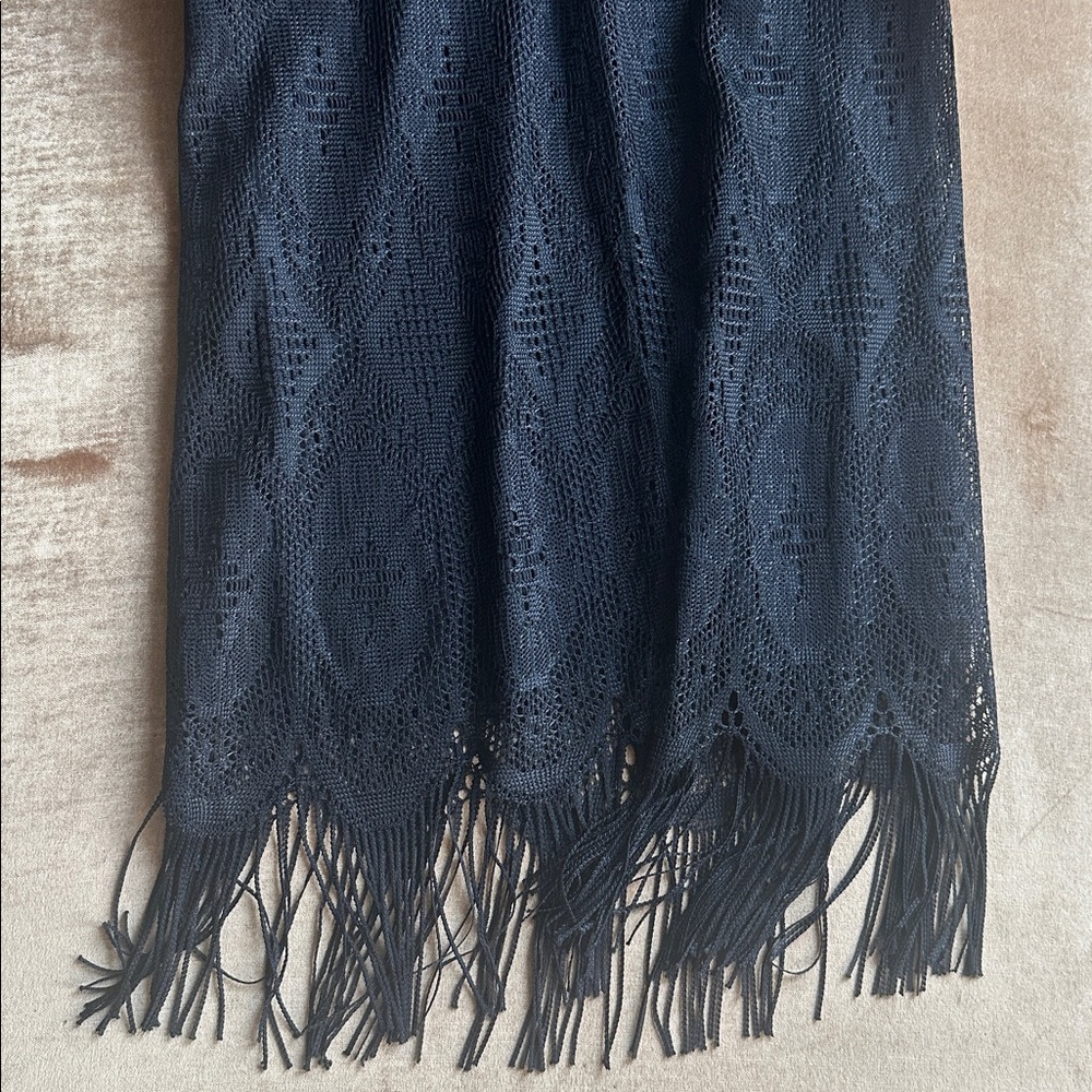 Lined Lace fabric  Rayon Mix Cocktail Party Little Black dress Fringes hem - Picture 5 of 16
